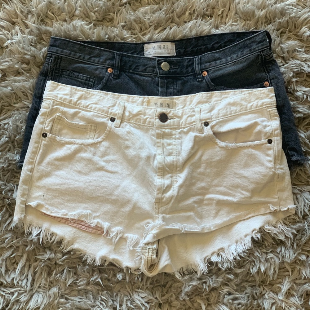 BUNDLE Free People White & Black Denim Shorts